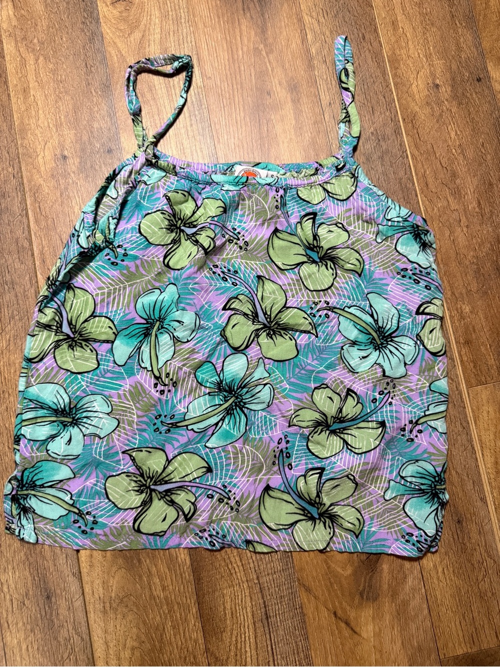 Vintage Makai Beach Hawaii Floral Cami Tank Top Size Small